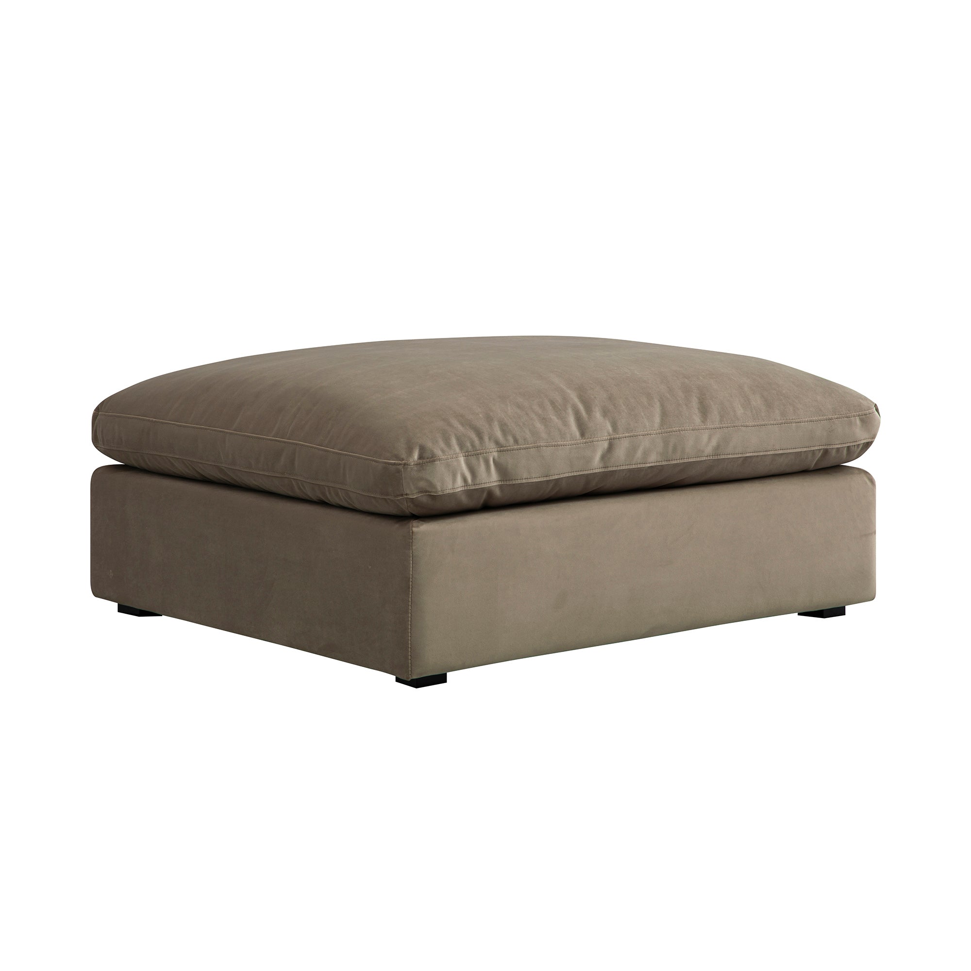 Lutyens Taupe Velvet Sectional Sofa, Stool