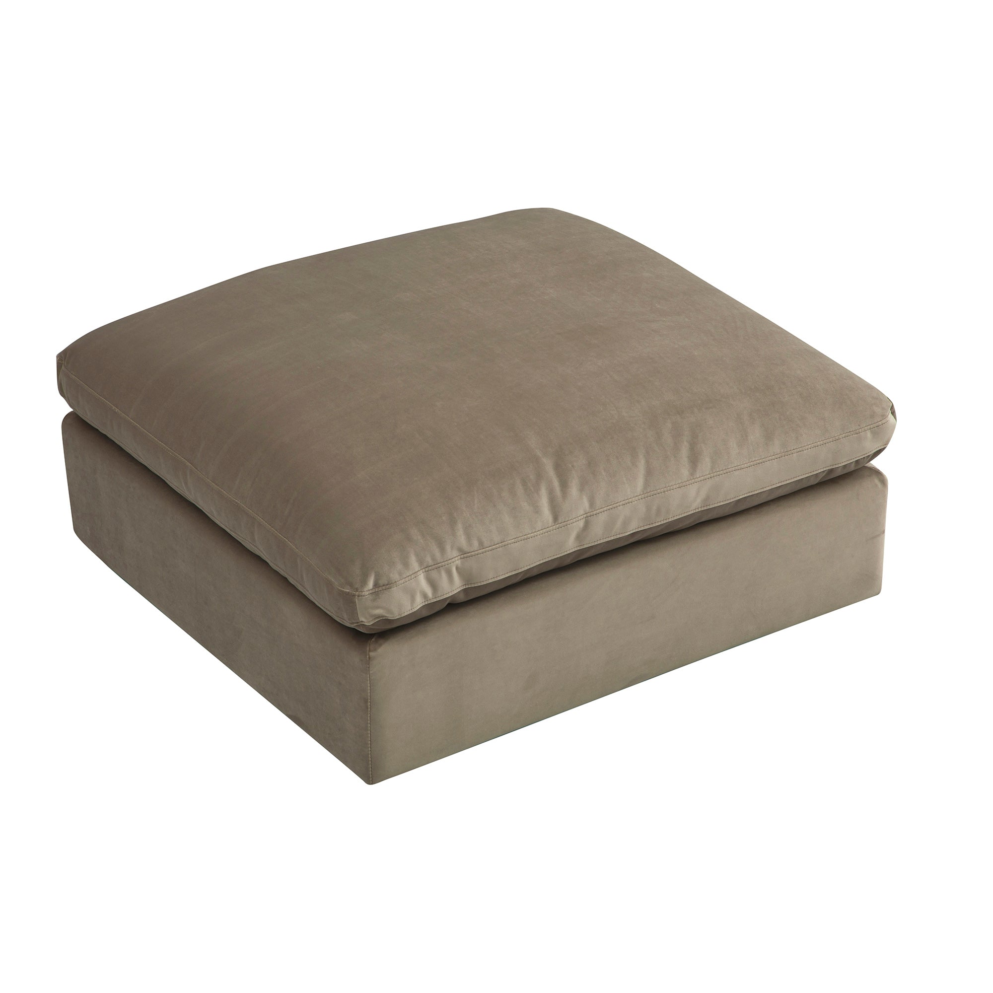 Lutyens Taupe Velvet Sectional Sofa, Stool