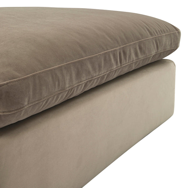 Lutyens Taupe Velvet Sectional Sofa, Stool