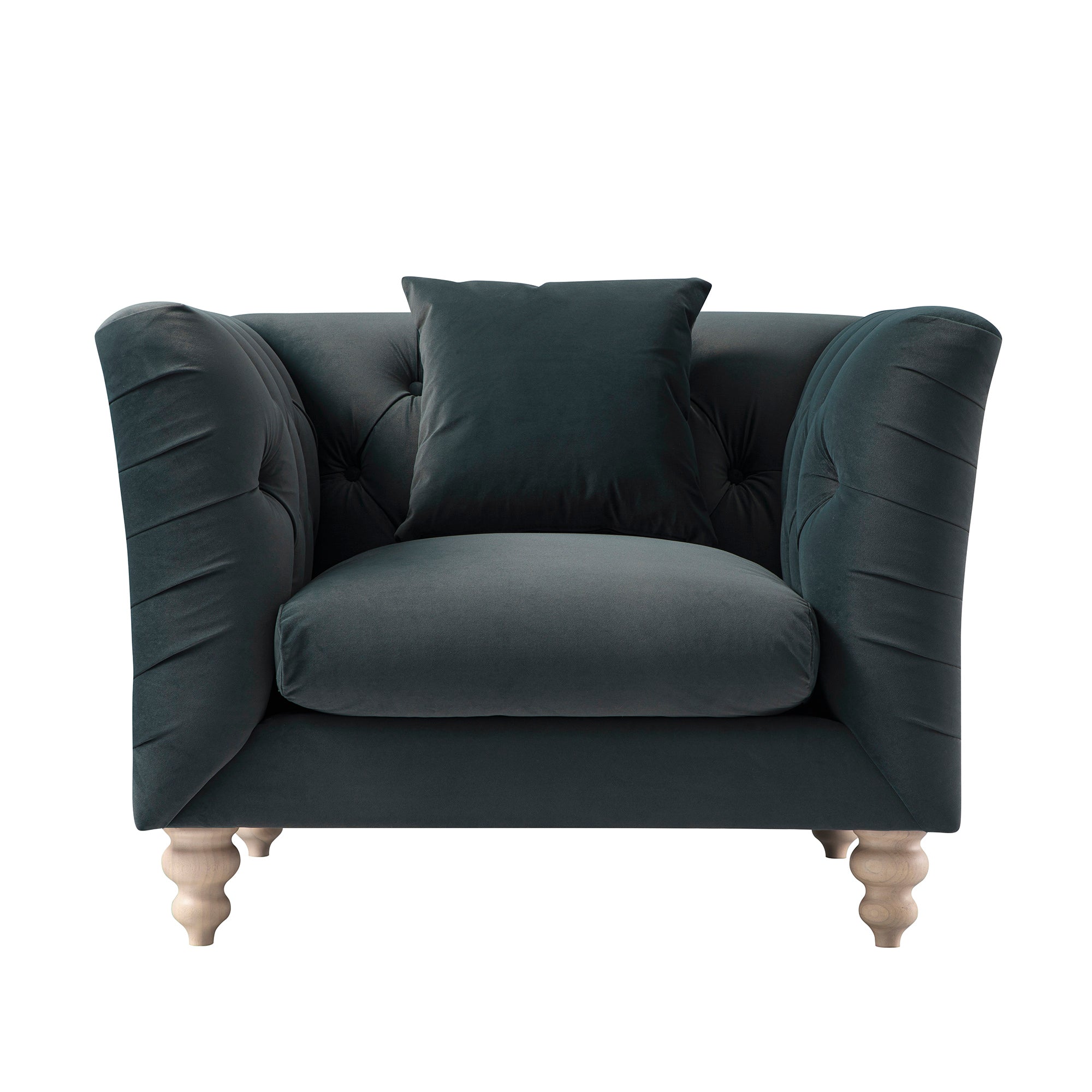 Ashby Chesterfield Armchair, Aegean Blue Velvet
