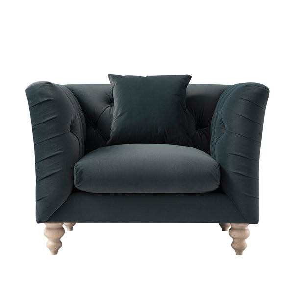 Ashby Chesterfield Armchair, Aegean Blue Velvet