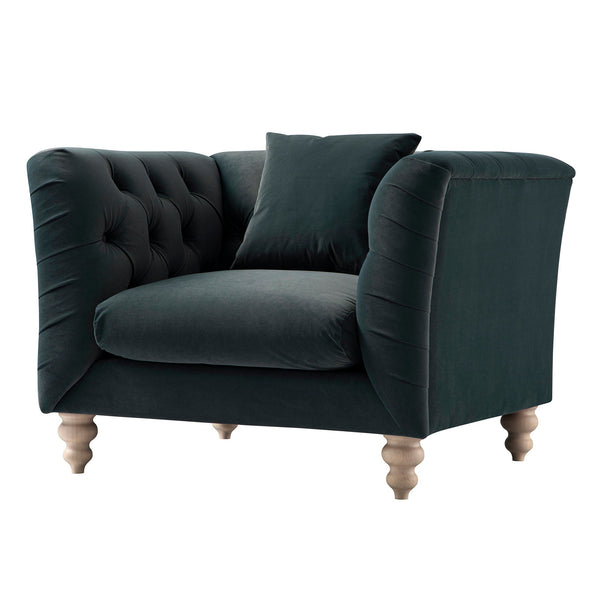 Ashby Chesterfield Armchair, Aegean Blue Velvet