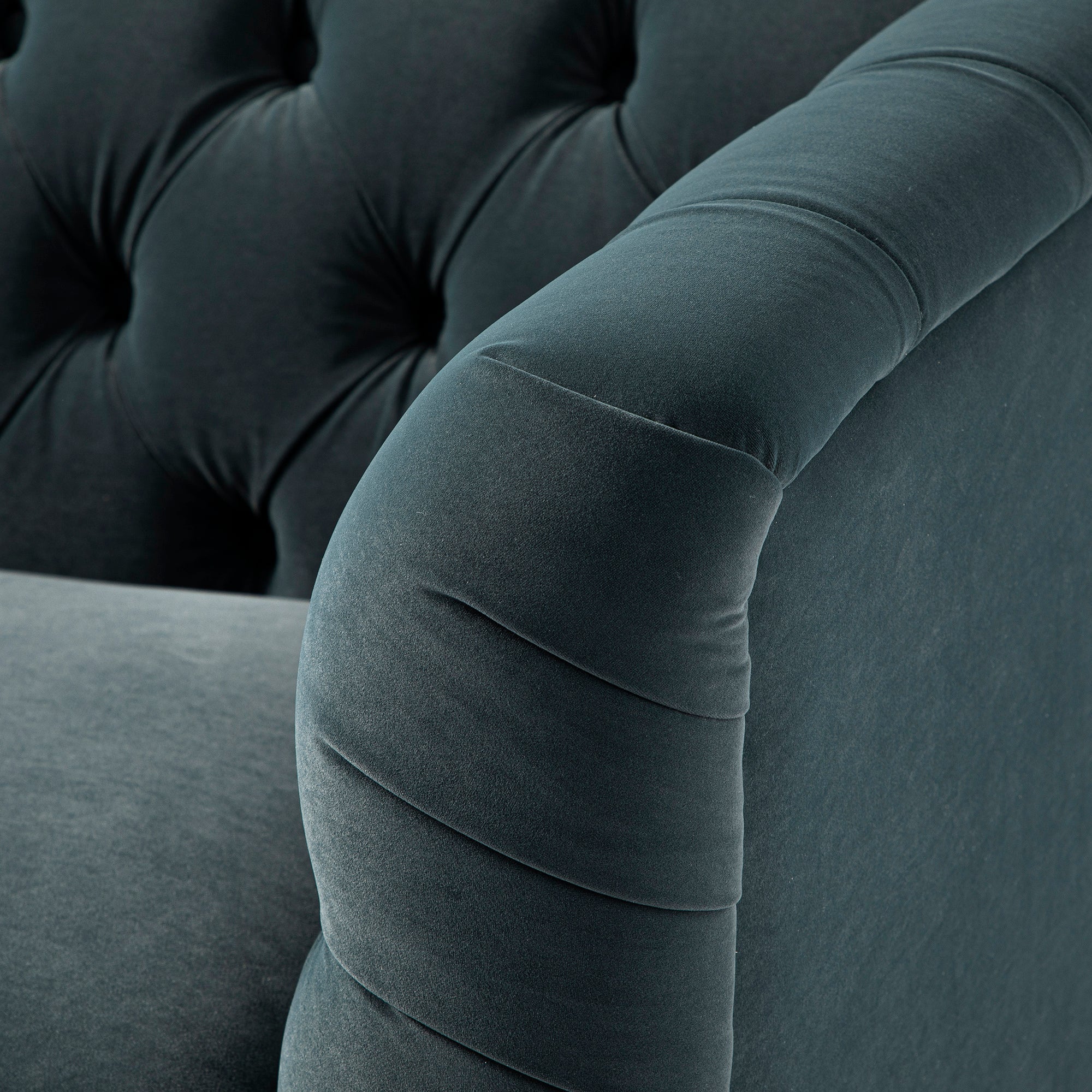 Ashby Chesterfield Armchair, Aegean Blue Velvet