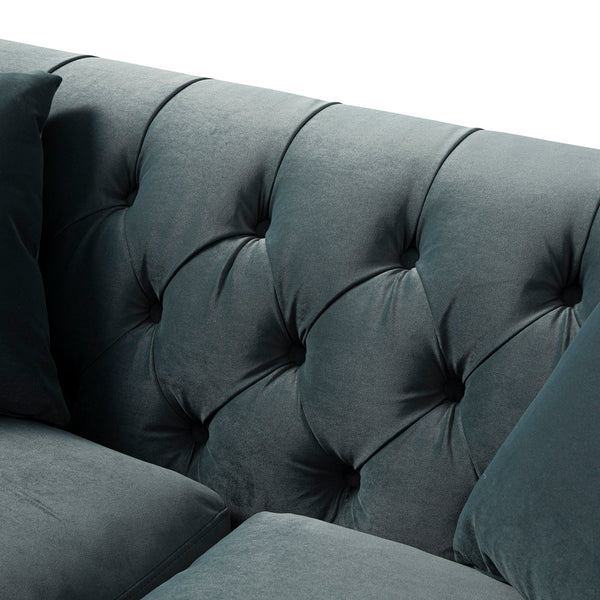 Ashby Chesterfield 2-Seater Sofa, Aegean Blue Velvet