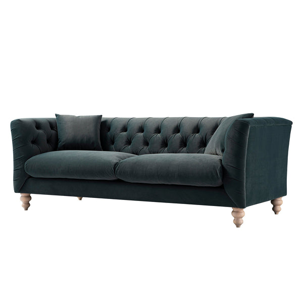 Ashby Chesterfield Large 3-Seater Sofa, Aegean Blue Velvet