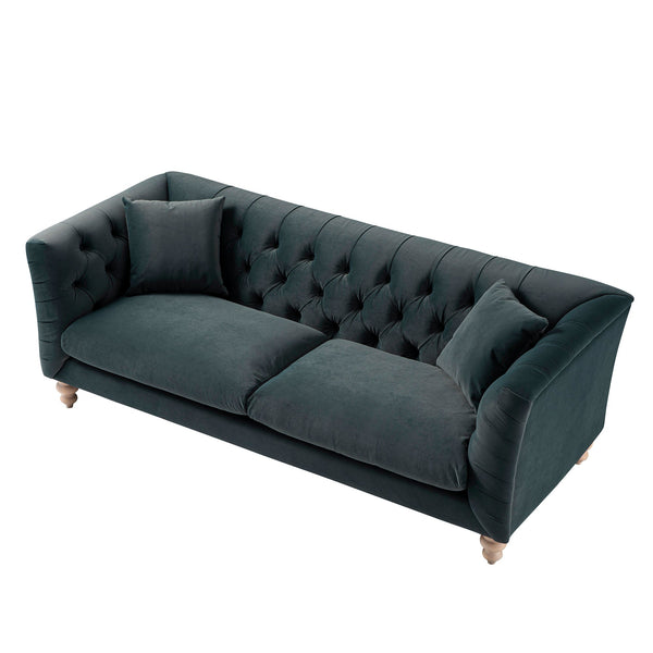 Ashby Chesterfield Large 3-Seater Sofa, Aegean Blue Velvet