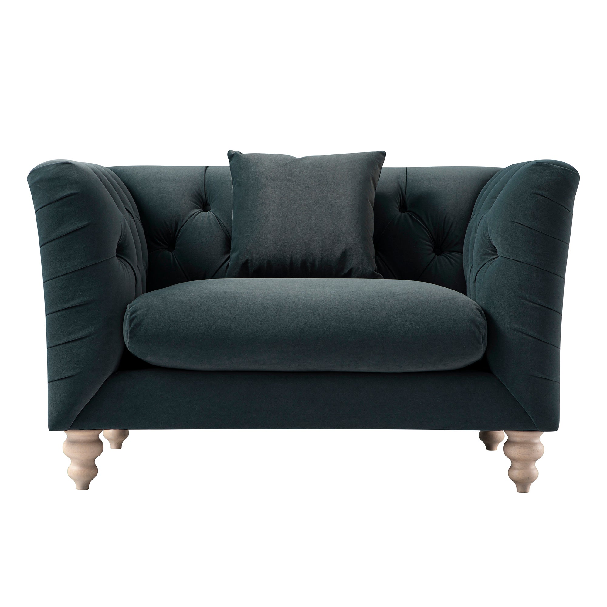 Ashby Chesterfield Loveseat, Aegean Blue Velvet