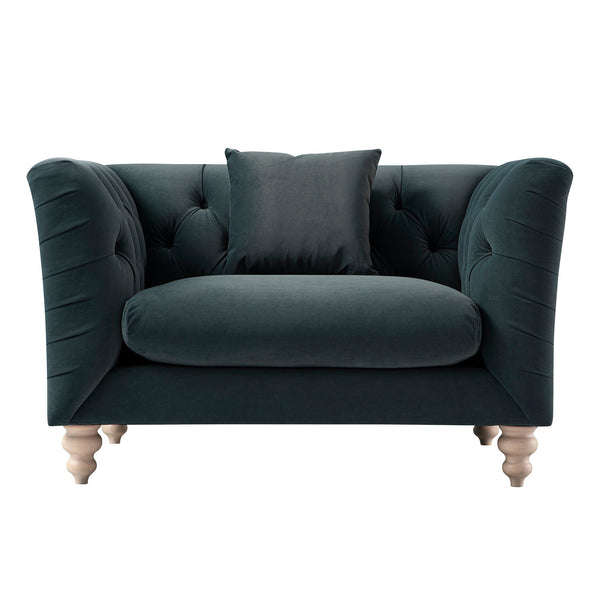 Ashby Chesterfield Loveseat, Aegean Blue Velvet