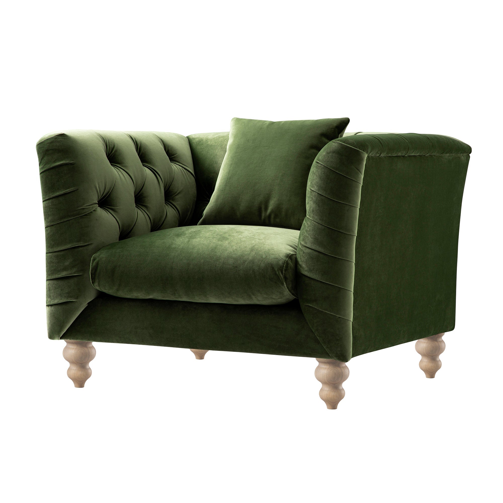 Ashby Chesterfield Armchair, Fern Green Velvet