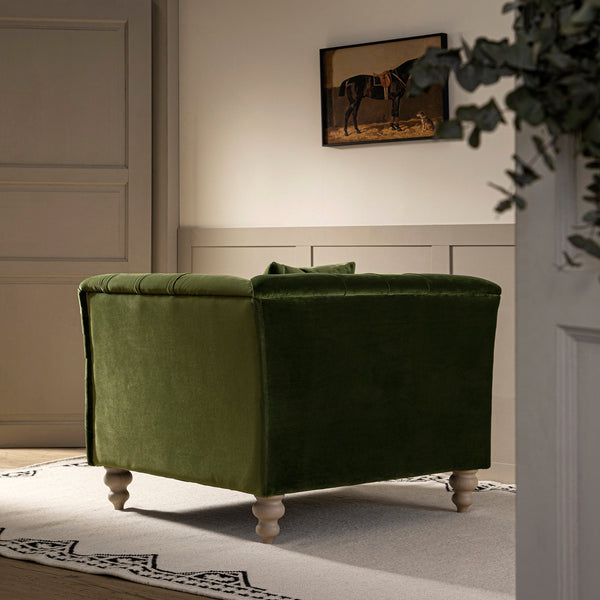 Ashby Chesterfield Armchair, Fern Green Velvet