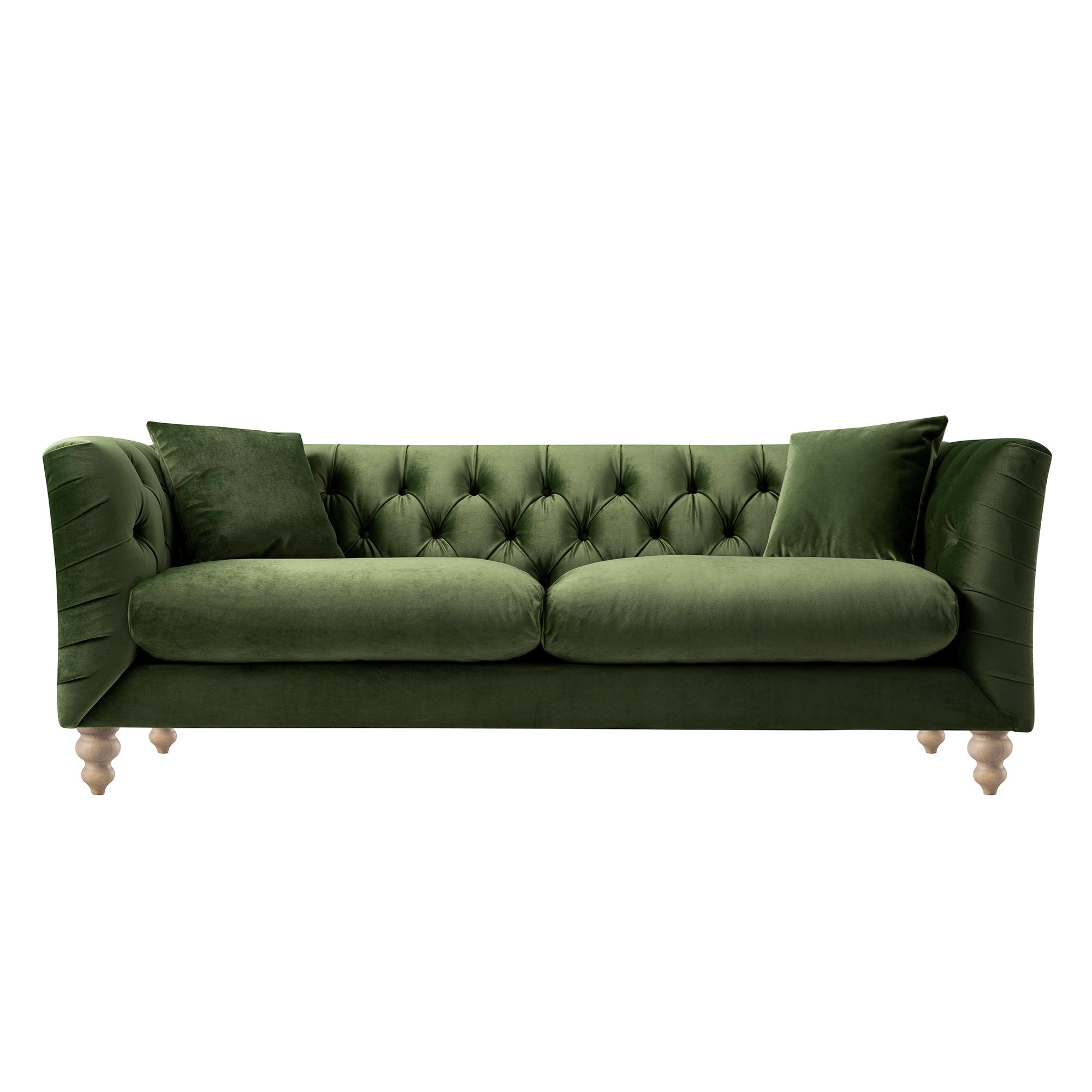 Ashby Chesterfield Large 3-Seater Sofa, Fern Green Velvet