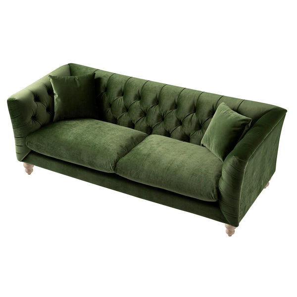 Ashby Chesterfield Large 3-Seater Sofa, Fern Green Velvet