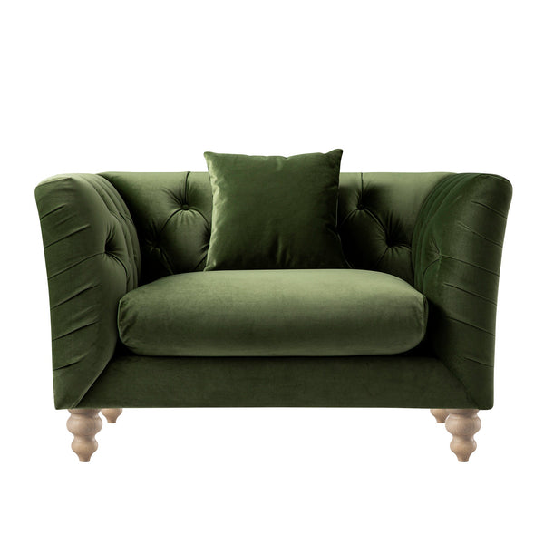 Ashby Chesterfield Loveseat, Fern Green Velvet