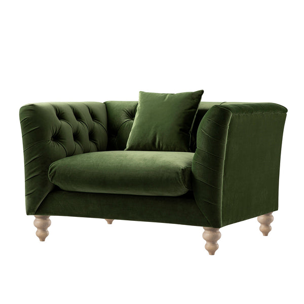 Ashby Chesterfield Loveseat, Fern Green Velvet