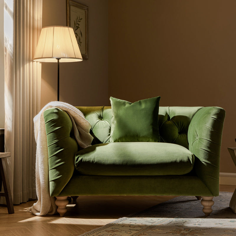 Ashby Chesterfield Loveseat, Fern Green Velvet