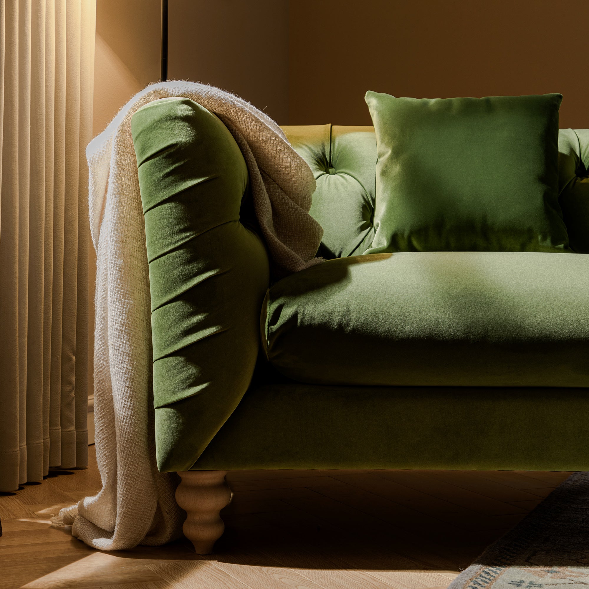 Ashby Chesterfield Loveseat, Fern Green Velvet