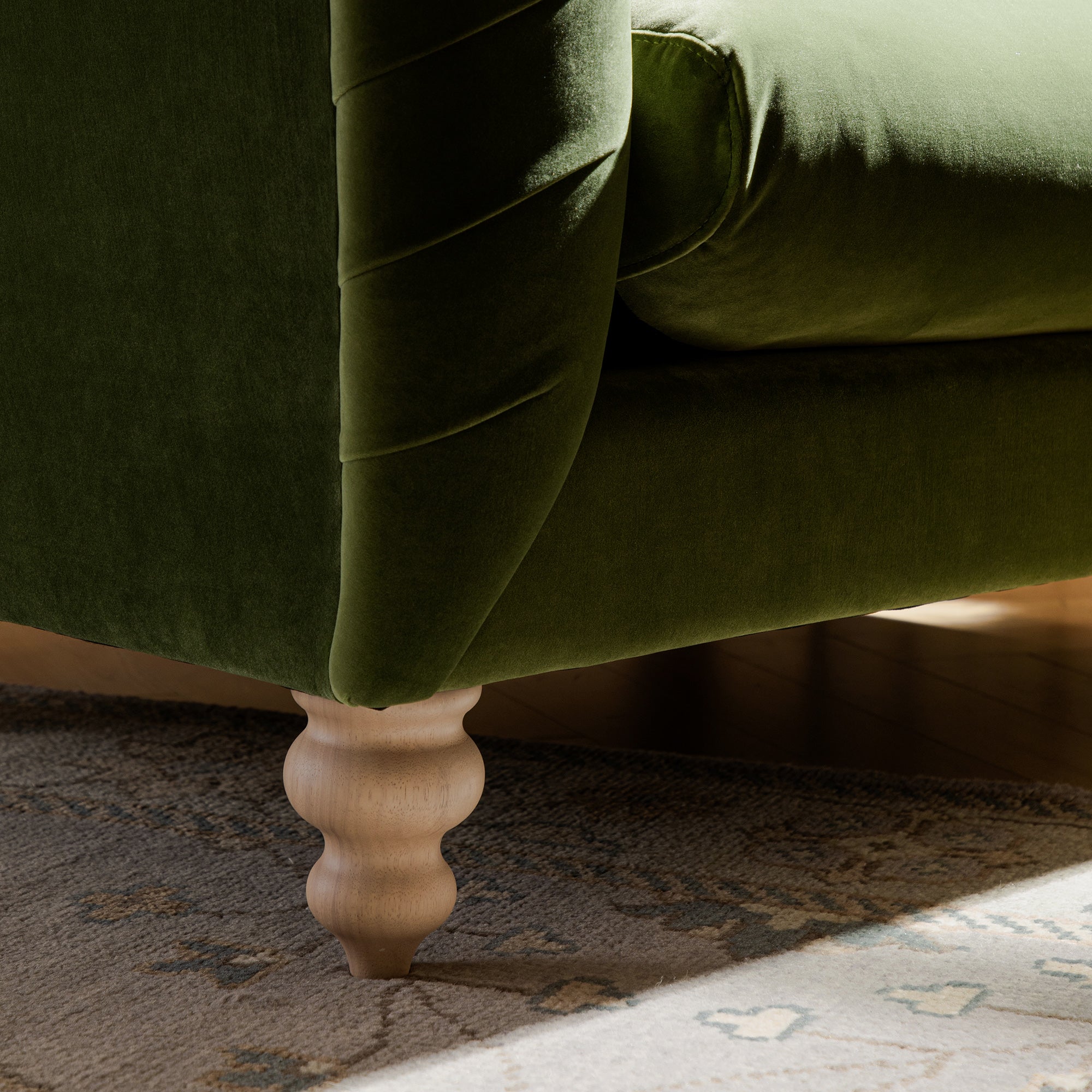 Ashby Chesterfield Loveseat, Fern Green Velvet