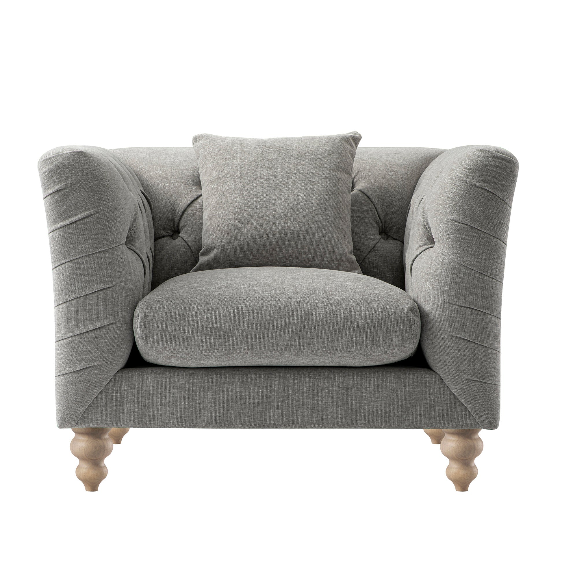 Ashby Chesterfield Armchair, Mist Gray Chenille