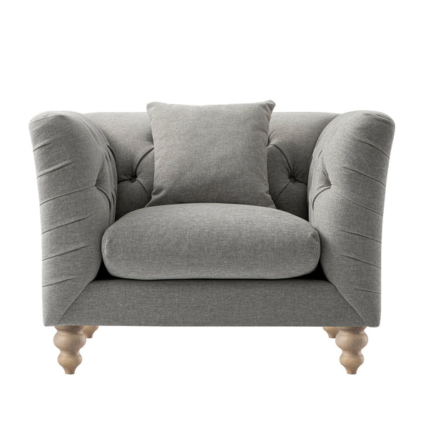 Ashby Chesterfield Armchair, Mist Gray Chenille