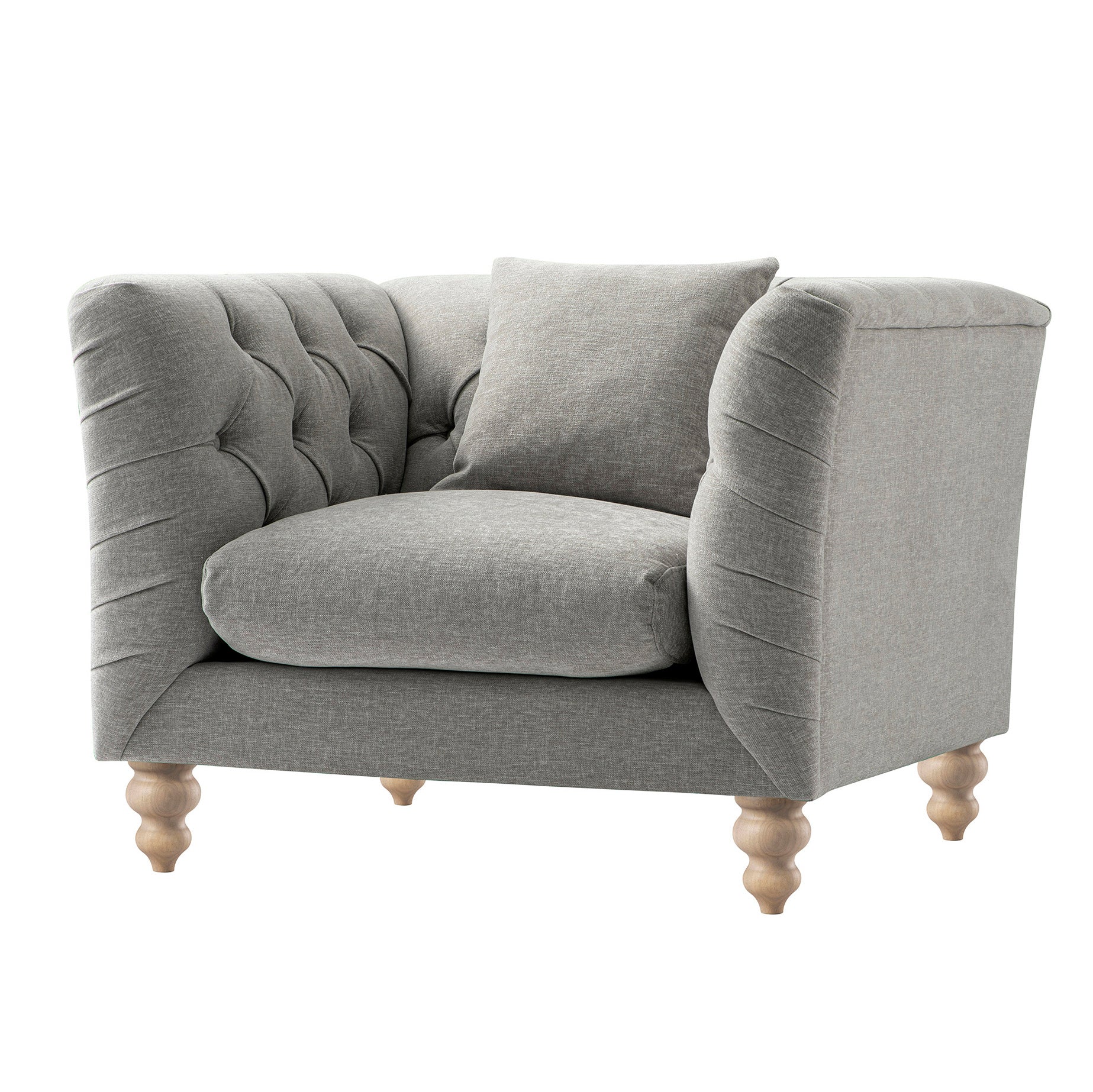 Ashby Chesterfield Armchair, Mist Gray Chenille