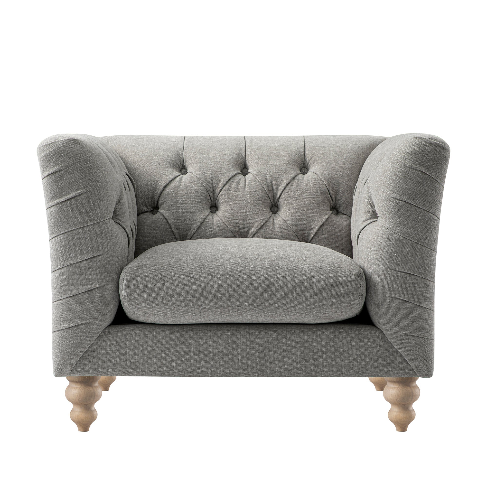 Ashby Chesterfield Armchair, Mist Gray Chenille