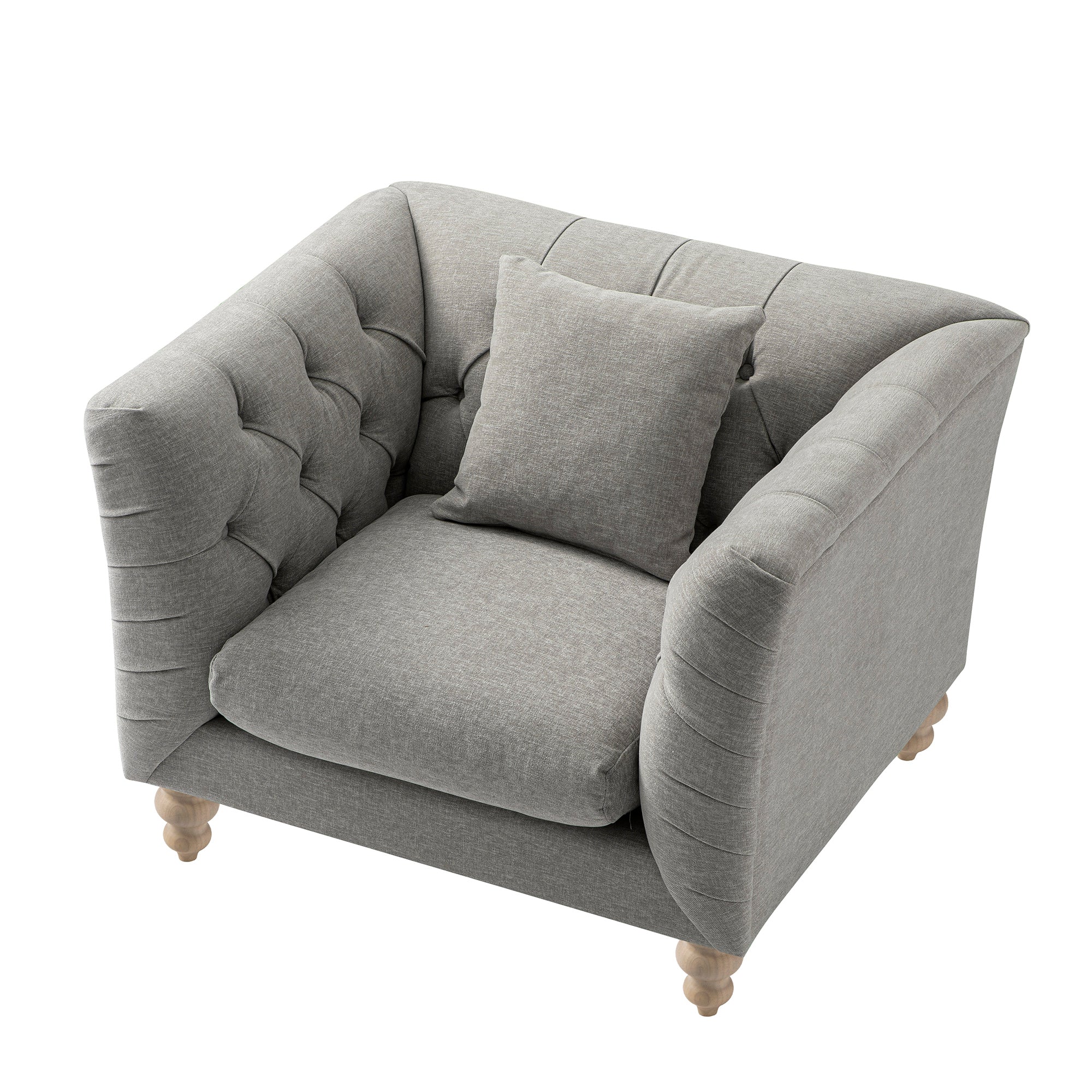 Ashby Chesterfield Armchair, Mist Gray Chenille