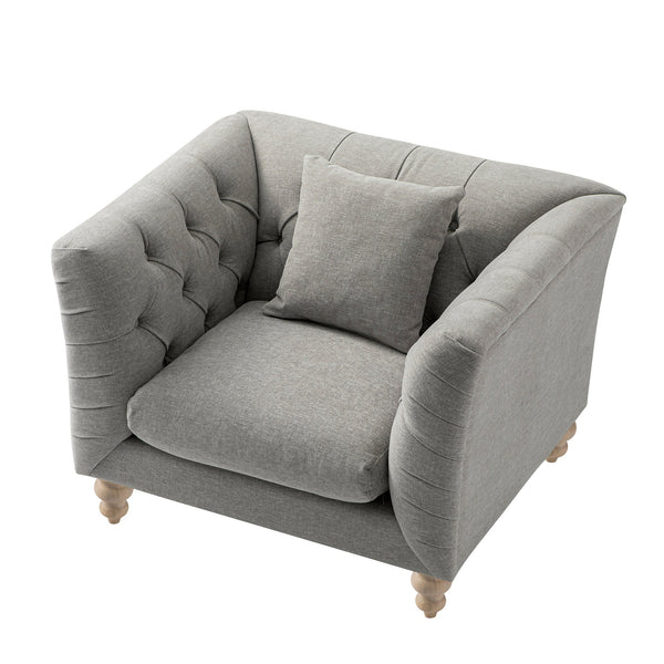 Ashby Chesterfield Armchair, Mist Gray Chenille