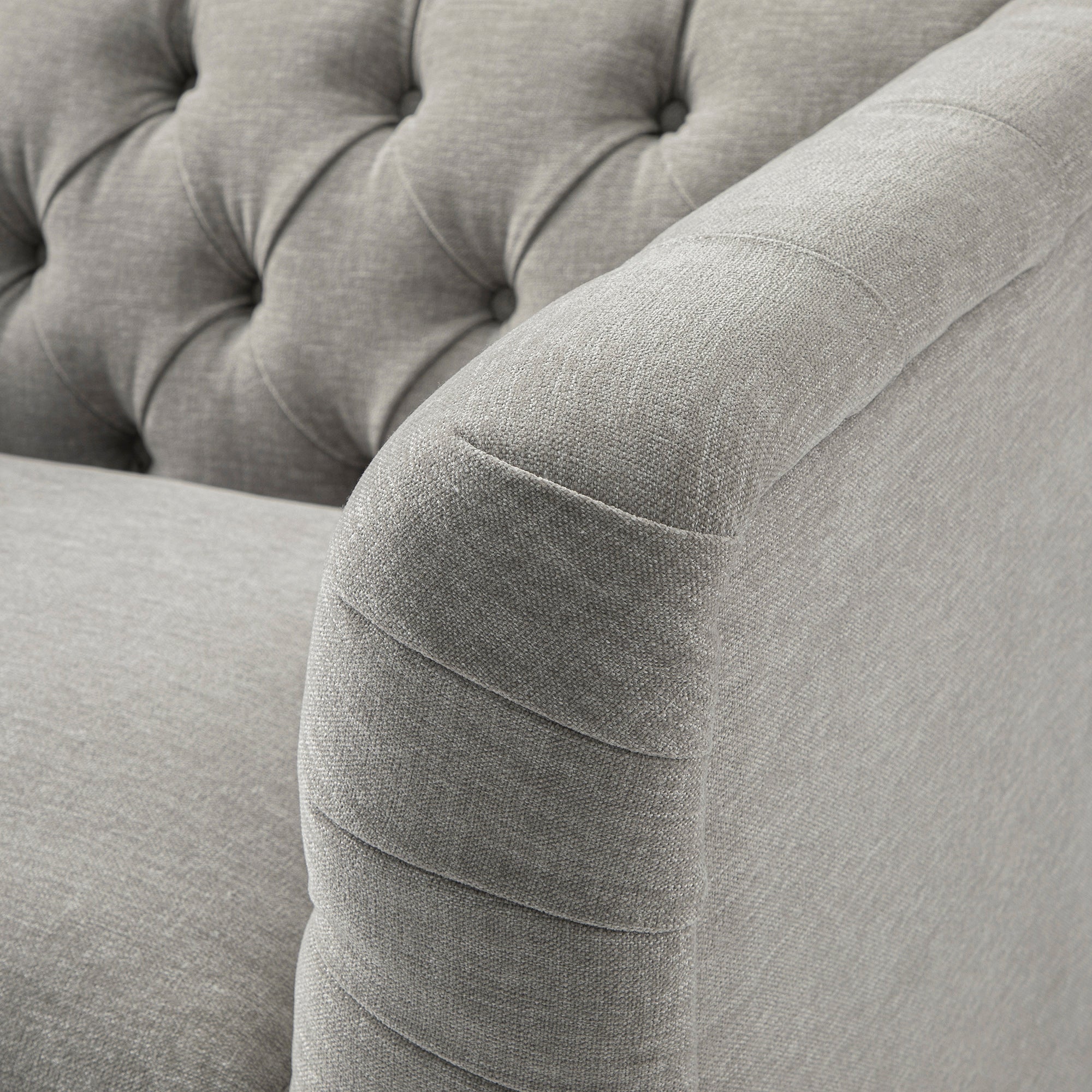 Ashby Chesterfield Armchair, Mist Gray Chenille