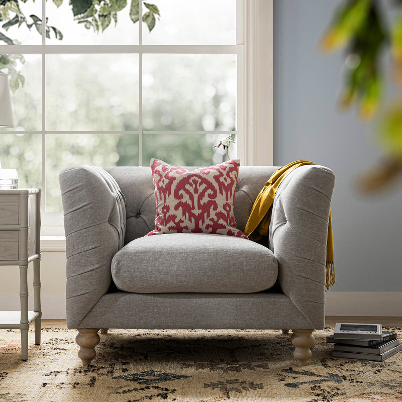 Ashby Chesterfield Armchair, Mist Gray Chenille