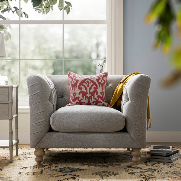 Ashby Chesterfield Armchair, Mist Gray Chenille