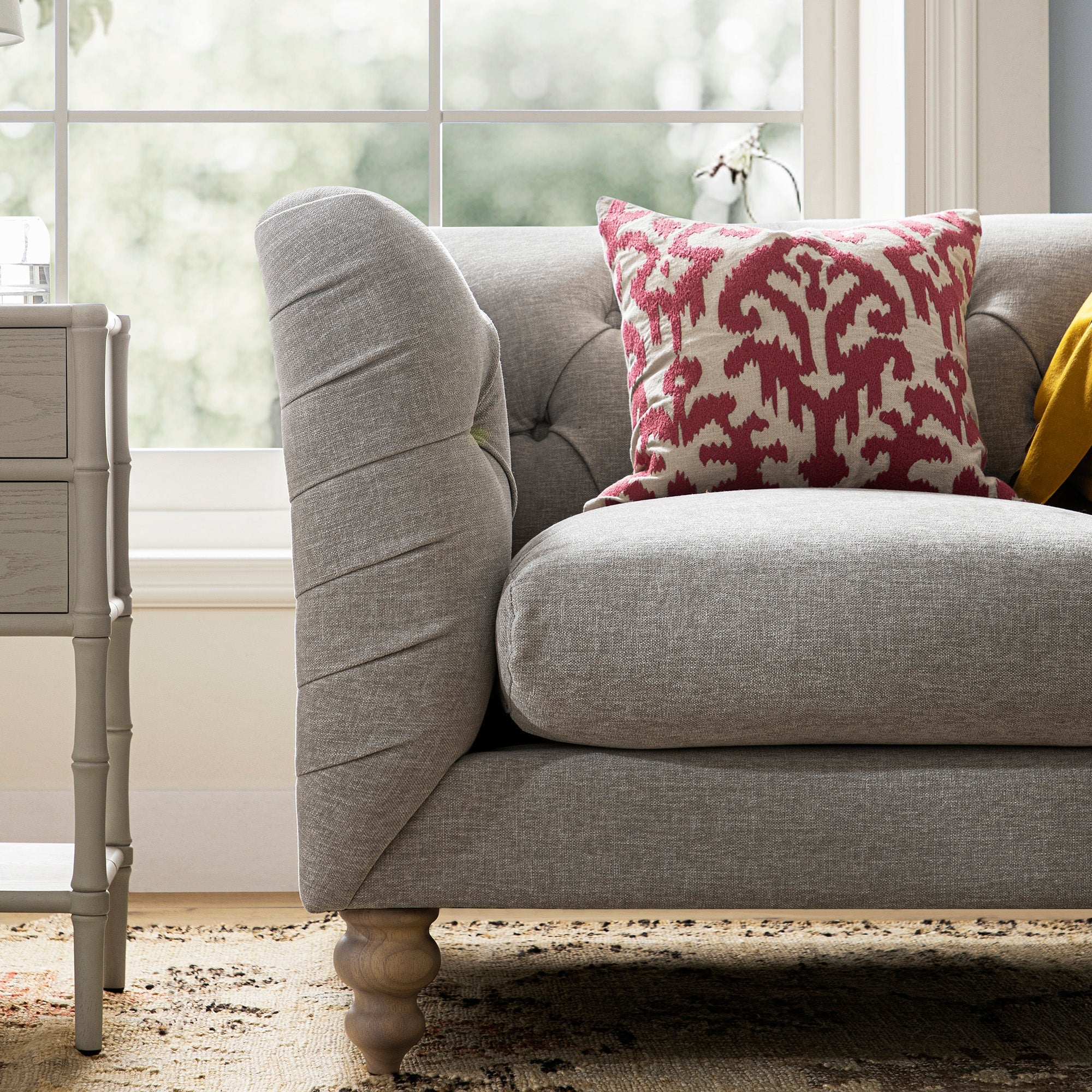 Ashby Chesterfield Armchair, Mist Gray Chenille
