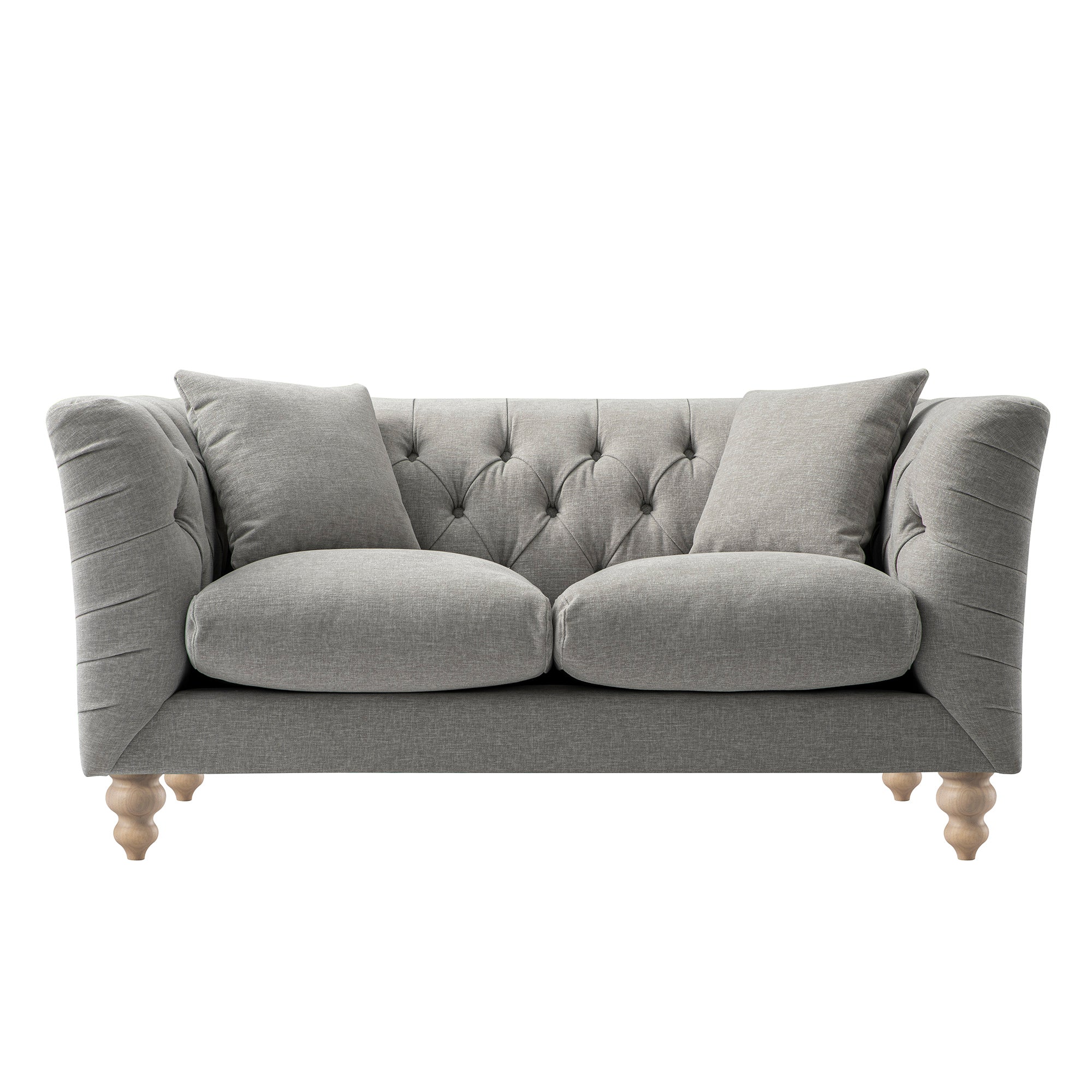Ashby Chesterfield 2-Seater Sofa, Mist Gray Chenille