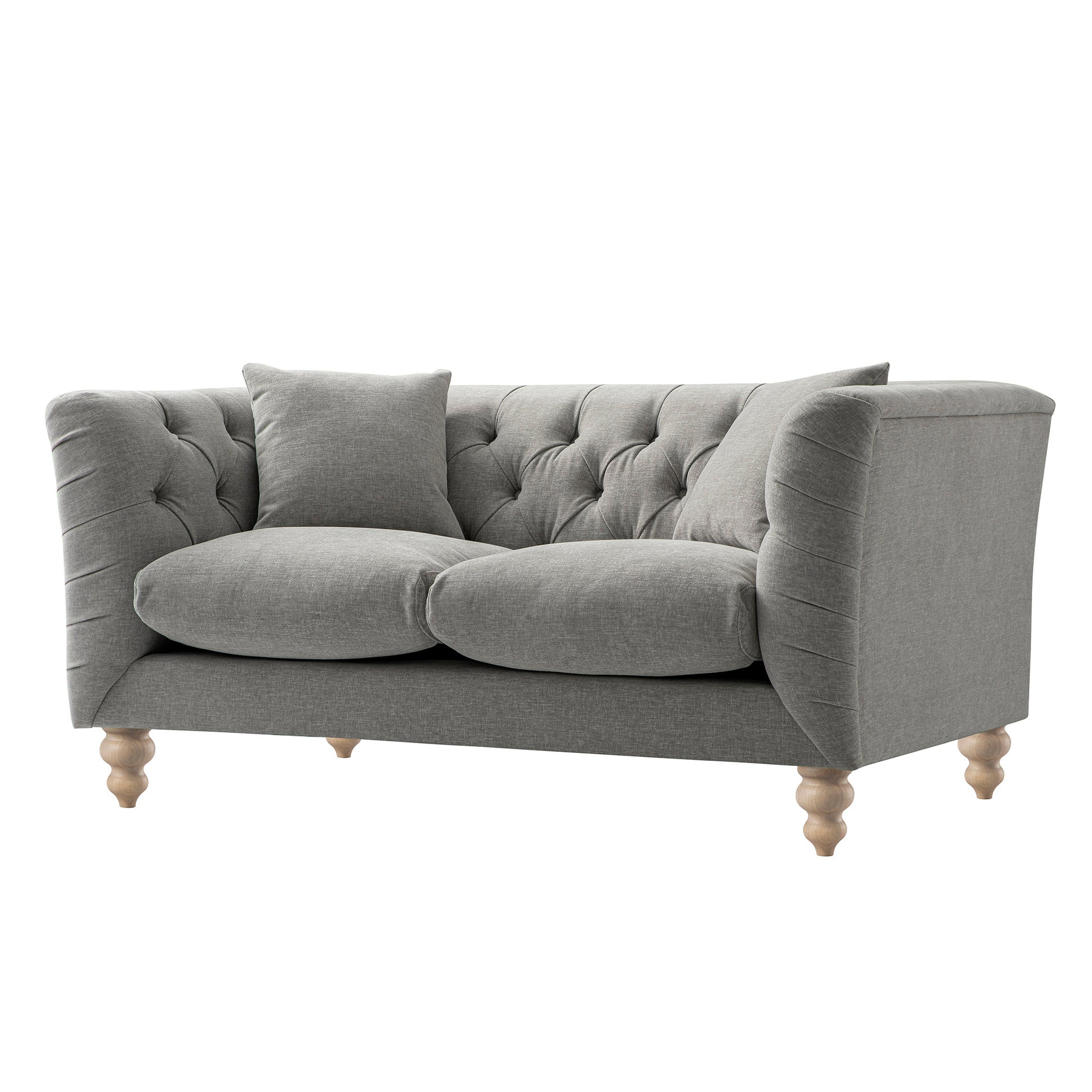 Ashby Chesterfield 2-Seater Sofa, Mist Gray Chenille