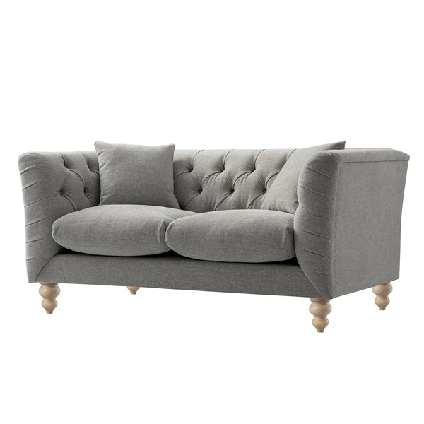 Ashby Chesterfield 2-Seater Sofa, Mist Gray Chenille