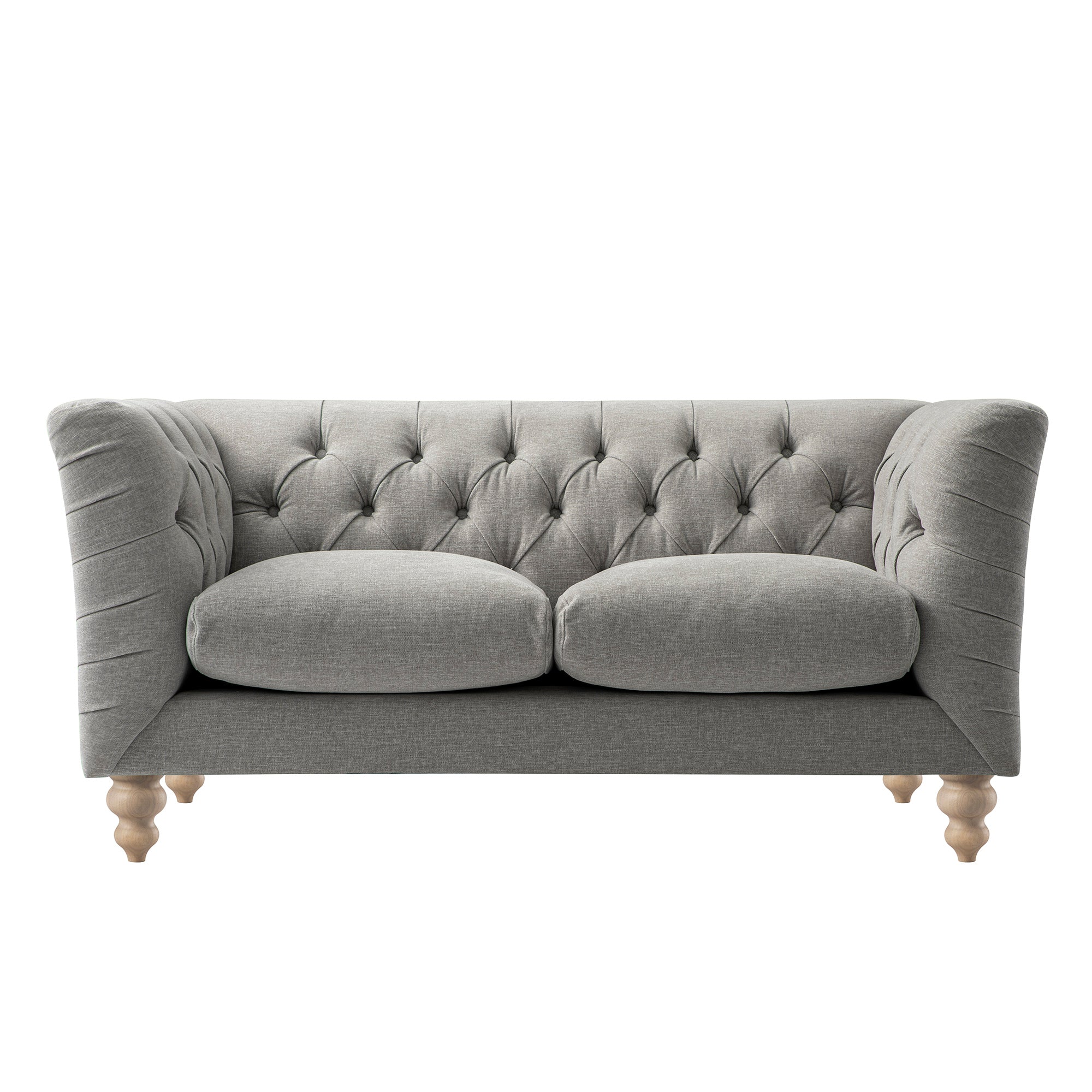 Ashby Chesterfield 2-Seater Sofa, Mist Gray Chenille