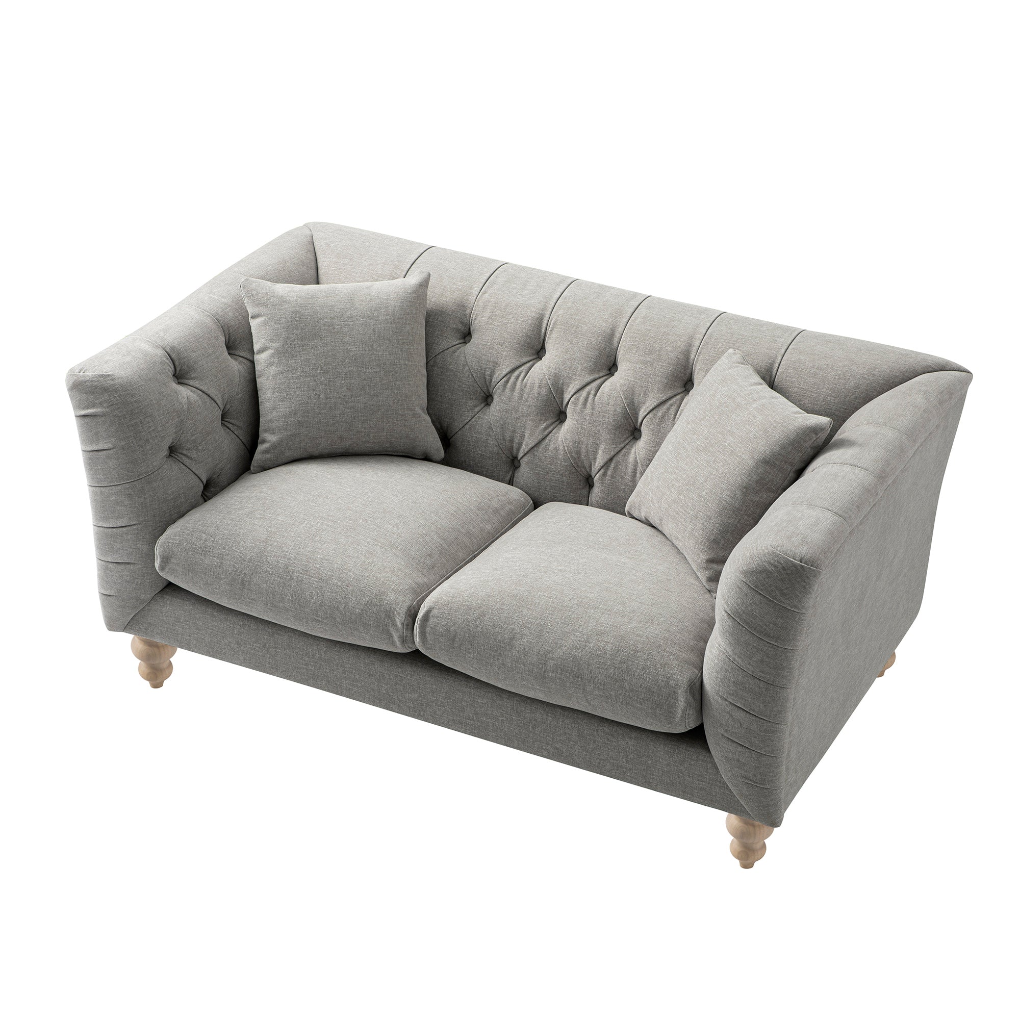 Ashby Chesterfield 2-Seater Sofa, Mist Gray Chenille