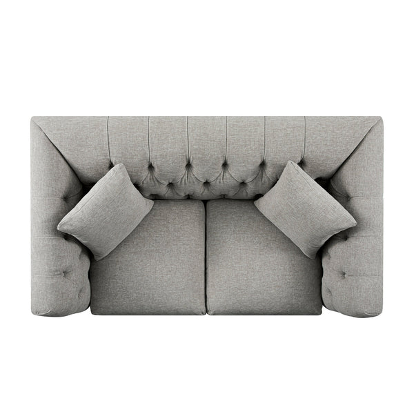 Ashby Chesterfield 2-Seater Sofa, Mist Gray Chenille