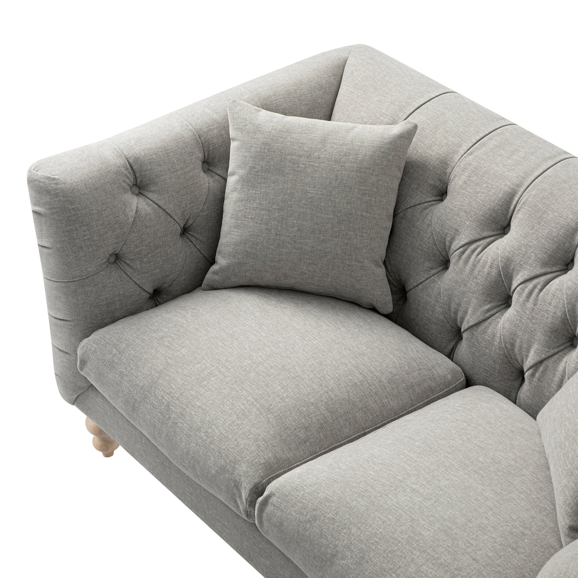 Ashby Chesterfield 2-Seater Sofa, Mist Gray Chenille