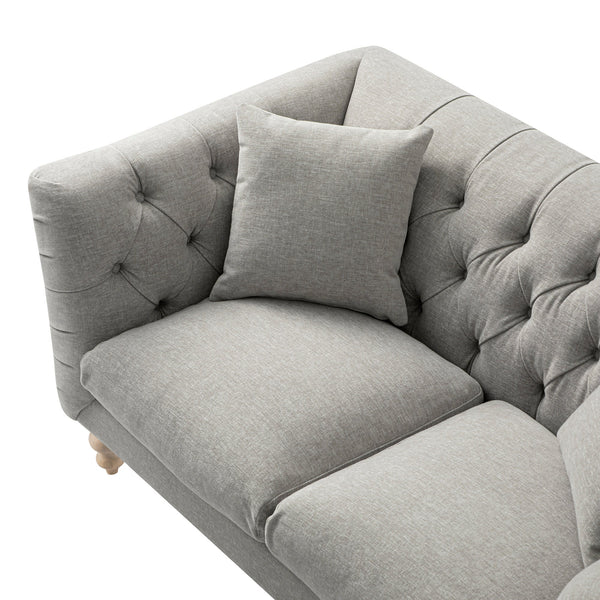 Ashby Chesterfield 2-Seater Sofa, Mist Gray Chenille
