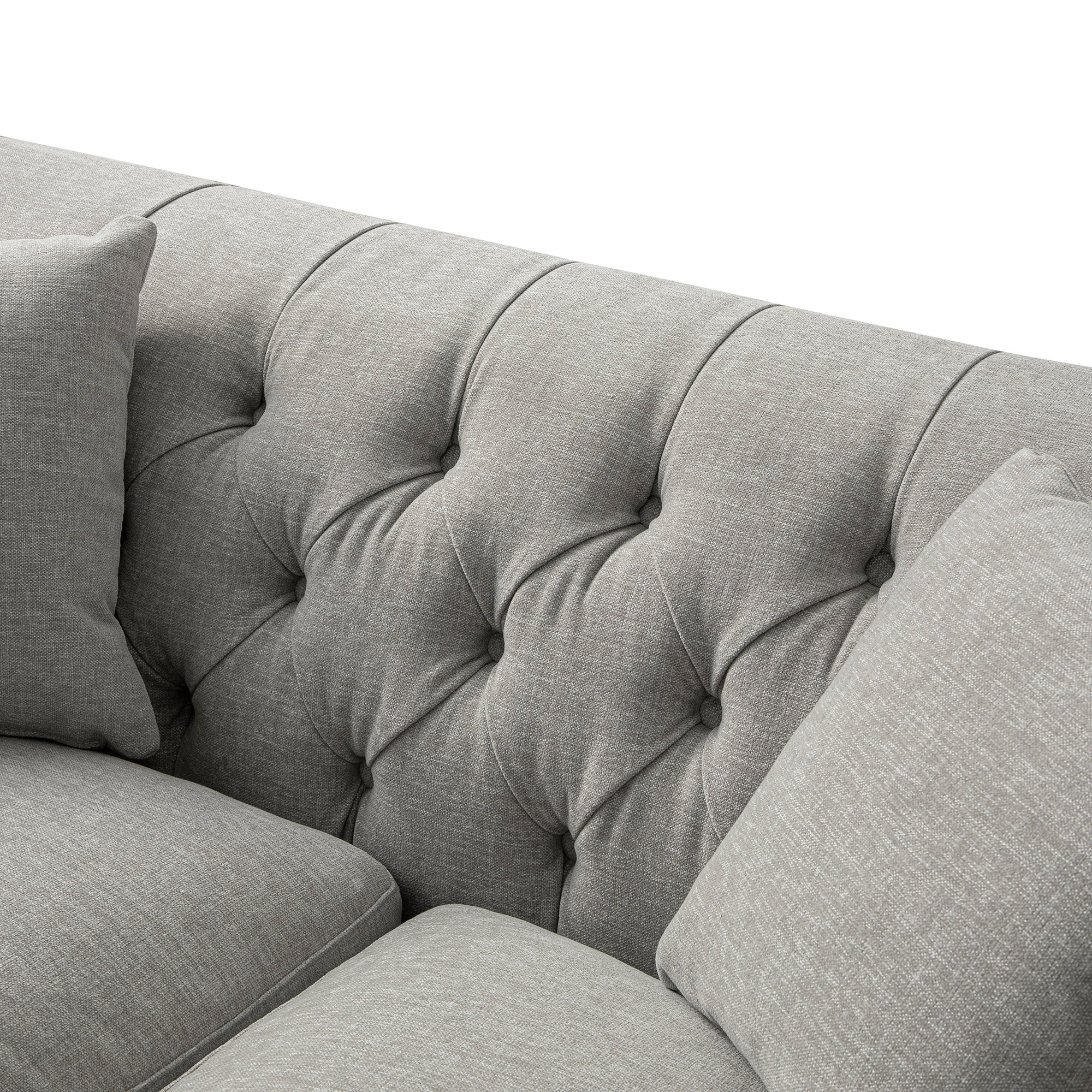 Ashby Chesterfield 2-Seater Sofa, Mist Gray Chenille