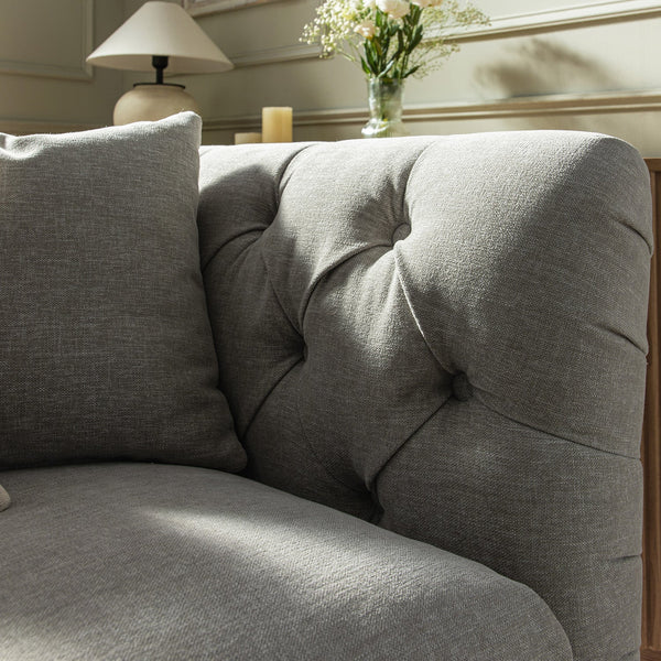 Ashby Chesterfield 2-Seater Sofa, Mist Gray Chenille