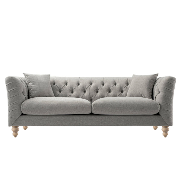 Ashby Chesterfield Large 3-Seater Sofa, Mist Gray Chenille