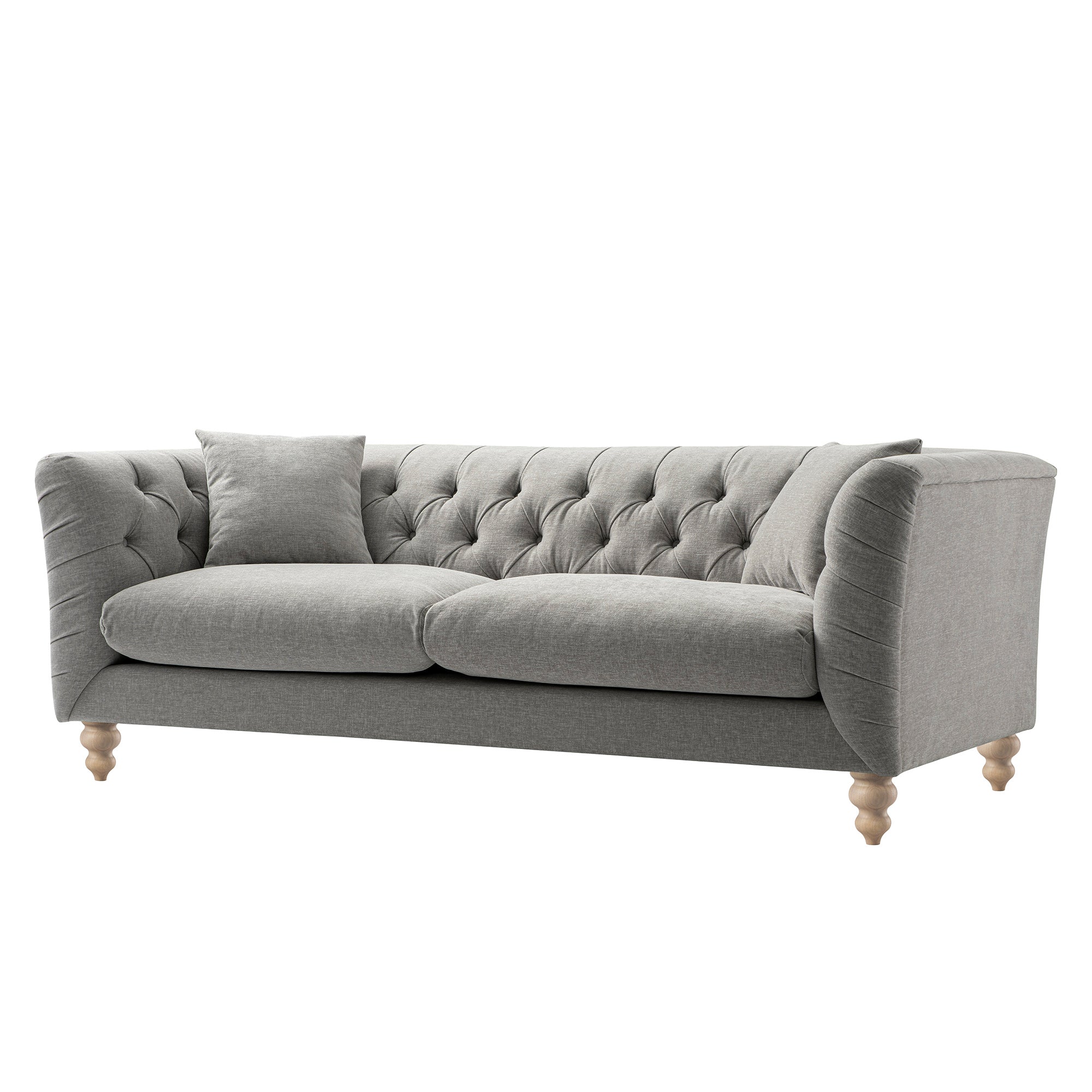 Ashby Chesterfield Large 3-Seater Sofa, Mist Gray Chenille