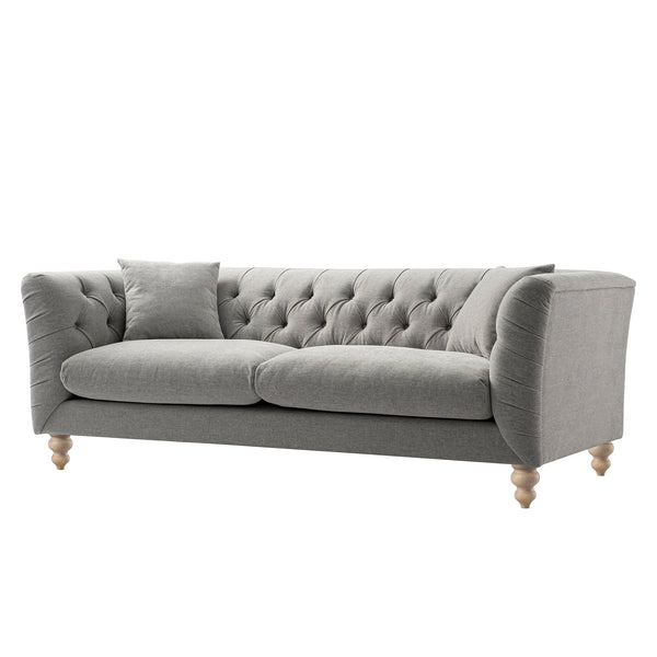 Ashby Chesterfield Large 3-Seater Sofa, Mist Gray Chenille