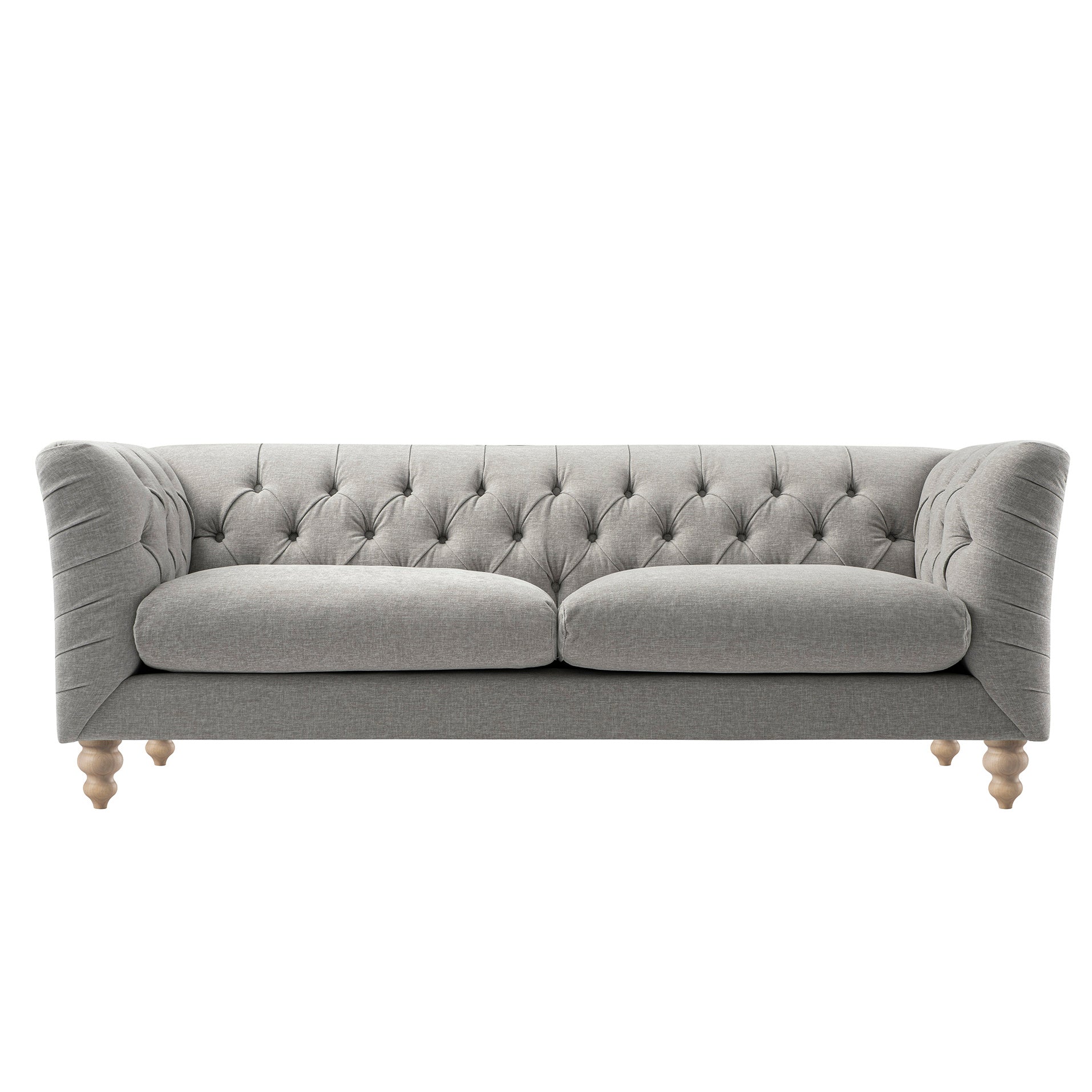 Ashby Chesterfield Large 3-Seater Sofa, Mist Gray Chenille