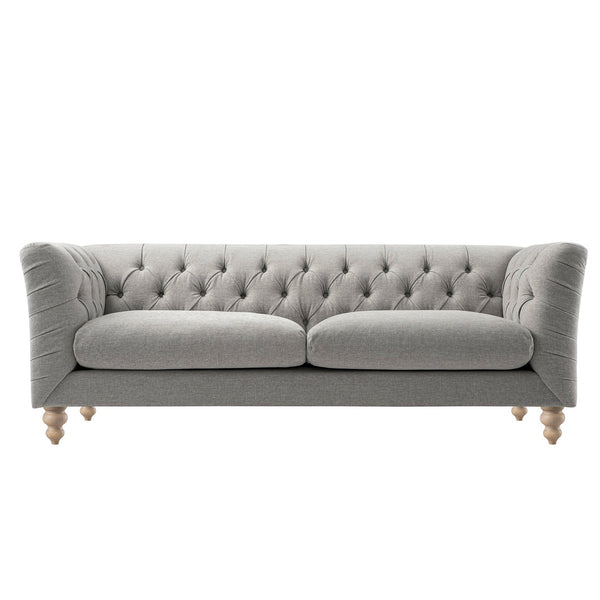 Ashby Chesterfield Large 3-Seater Sofa, Mist Gray Chenille