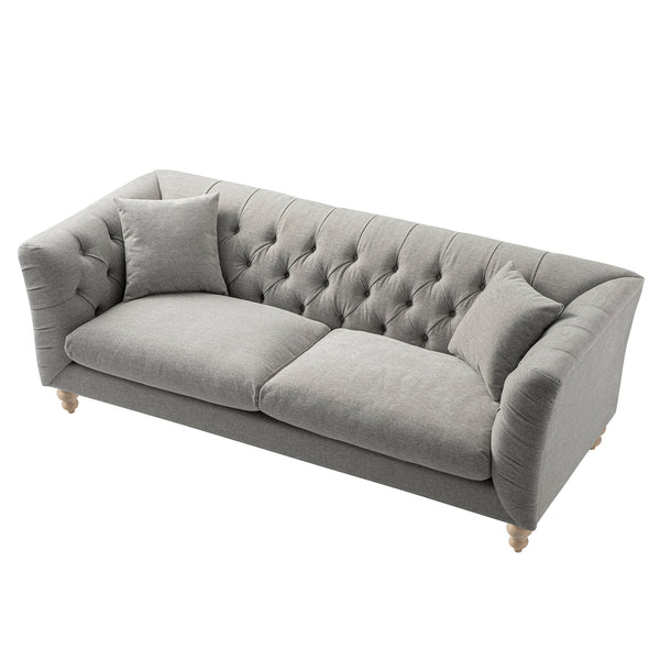 Ashby Chesterfield Large 3-Seater Sofa, Mist Gray Chenille