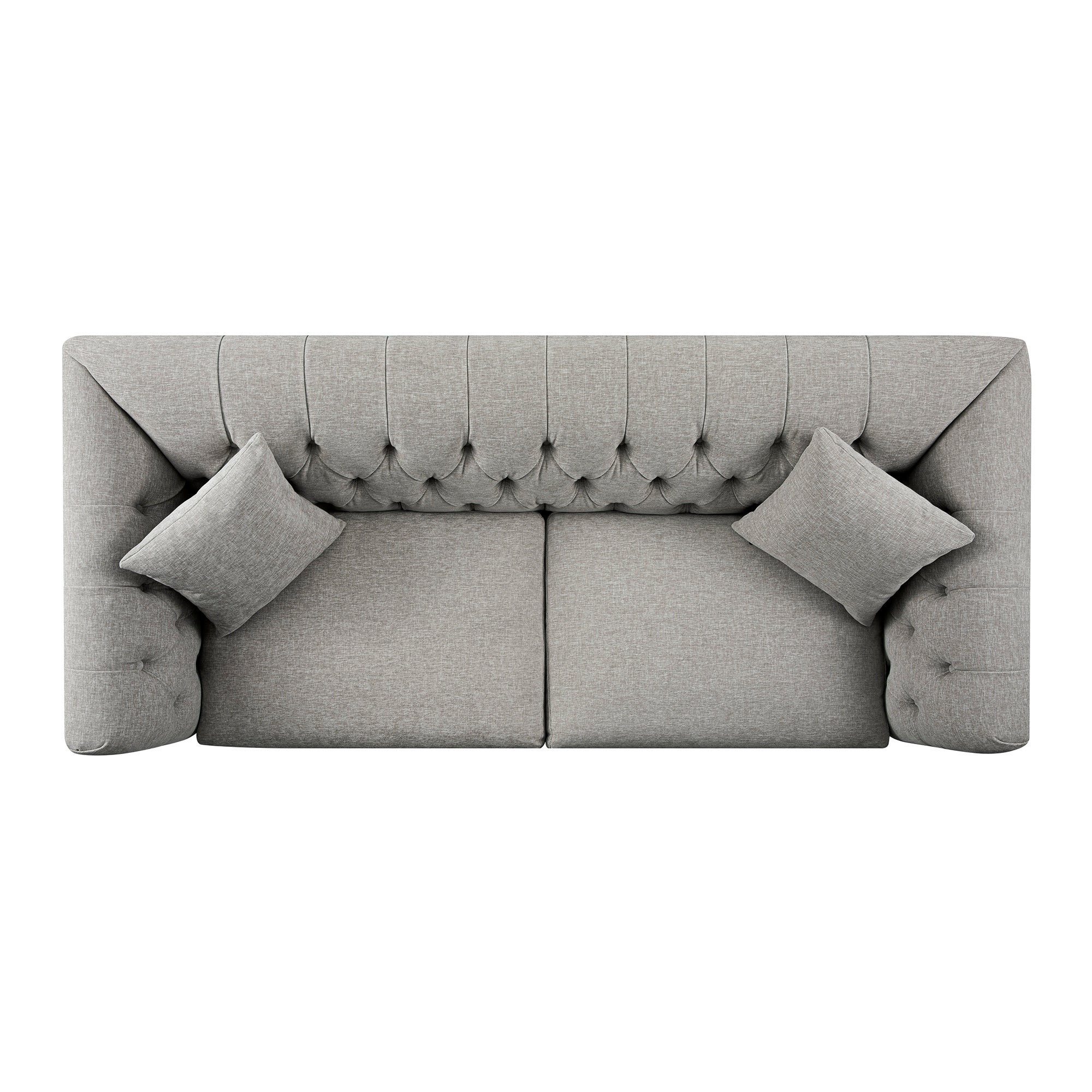 Ashby Chesterfield Large 3-Seater Sofa, Mist Gray Chenille