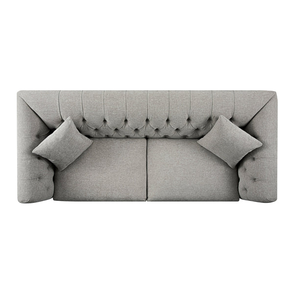 Ashby Chesterfield Large 3-Seater Sofa, Mist Gray Chenille