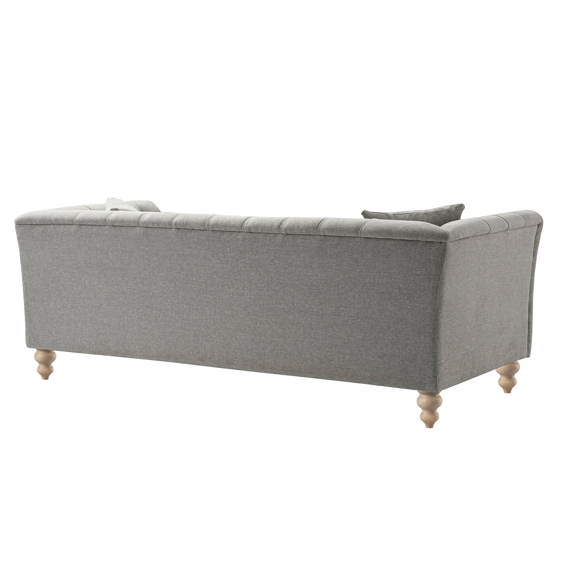 Ashby Chesterfield Large 3-Seater Sofa, Mist Gray Chenille